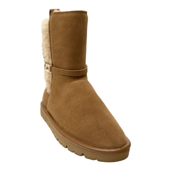 ZARA | Brown | FAUX SHEARLING FLAT LEATHER ANKLE BOOTS - Picture 5 of 7